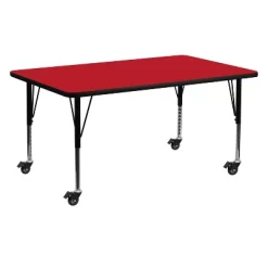 Flash Furniture Mobile 24''W X 60''L Rectangular HP Laminate Activity Table - Height Adjustable Short Legs -Children's Home GUEST 00829f92 1528 412e b5f3 27e1800d476e
