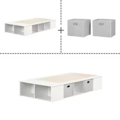 Twin Flexible Platform Bed With Baskets Pure White - South Shore -Children's Home GUEST 0281eff3 ea6f 4acc 9529 a78aca669f20