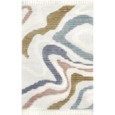 NuLOOM Abstract Striped Kids Tassel Area Rug 11 NuLOOM Abstract Striped Kids Tassel Area Rug - Image 9