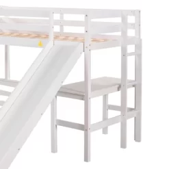Twin Over Full Bunk Bed With Twin Size Loft Bed With Desk, Slide And Full Length Rail - ModernLuxe -Children's Home GUEST 0b1940ac 8305 4008 9f3d 3449a93ff9e2