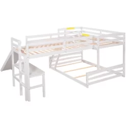 Twin Over Full Bunk Bed With Twin Size Loft Bed With Desk, Slide And Full Length Rail - ModernLuxe -Children's Home GUEST 0be1bff4 3537 457e 8bea f75e16c25834