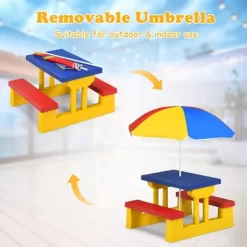 Costway Kids Picnic Table Set W/Removable Umbrella Indoor Outdoor Garden Patio -Children's Home GUEST 0bf20db2 726c 4431 8eb7 85324d62d518