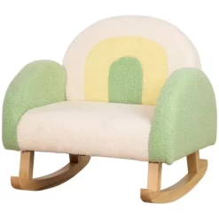 Qaba Kids Sofa, Rocking Toddler Sofa Chair With Solid Wooden Frame, Faux Lamb Fleece Fabric For Nursery, Kindergarten, Playroom, Bedroom -Children's Home GUEST 0c8dc7b1 d97b 4b9d b1d8 de29228fb378