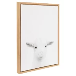 24" X 18" Baby Goat Framed Canvas Art Natural - Uniek