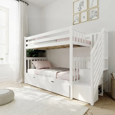 Max & Lily Twin Over Twin Staircase Bunk With Trundle 3 Max & Lily Twin Over Twin Staircase Bunk With Trundle
