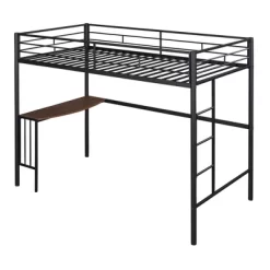 Twin Size Metal Loft Bed With Desk, Ladder And Railing - ModernLuxe -Children's Home GUEST 18897e9f bd69 4c6d ae1b 35969e18b46d