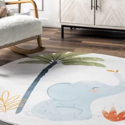 NuLOOM Elain Cheerful Elephant Machine Washable Kids Area Rug -Children's Home GUEST 19f1dc18 69e4 4b9c aafb 9f2a898a78ba