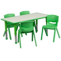 Flash Furniture 23.625"W X 47.25"L Rectangular Plastic Height Adjustable Activity Table Set With 4 Chairs -Children's Home GUEST 1e970c6c 7142 4809 bdf3 074073536da7