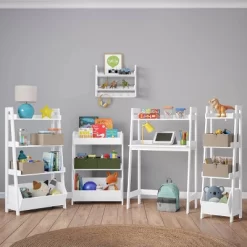 Kids' Desk With Ladder Shelf Storage And 2 Bonus Magnetic Art Display Bars White - RiverRidge Home -Children's Home GUEST 1ee5c927 59cf 479c ae12 45aea42d9f95 1