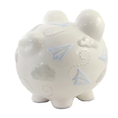 Bank Paper Airplane Piggy Bank - One Bank 7.75 Inches - Money Savings - 36906. - Ceramic - White 3 Bank Paper Airplane Piggy Bank - One Bank 7.75 Inches - Money Savings - 36906. - Ceramic - White