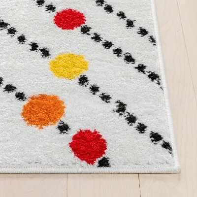 Well Woven Modern Dandy Dots Stripes Bright Kids Room Carpet Soft Durable White Area Rug 4 Well Woven Modern Dandy Dots Stripes Bright Kids Room Carpet Soft Durable White Area Rug - Image 2