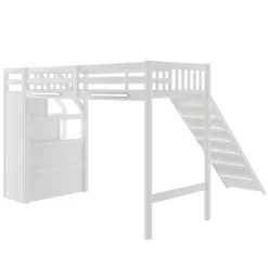 Twin Loft Bed With Storage And Sliders - ModernLuxe -Children's Home GUEST 24048df1 db9a 4650 a12b fbf24581e816