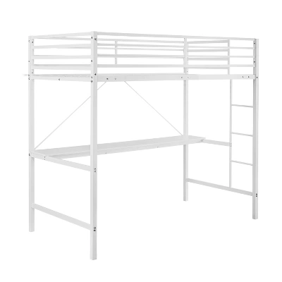 Emma And Oliver Metal Loft Bed Frame With Desk, Protective Guard Rails And Ladder For Kids, Teens And Adults 15 Emma And Oliver Metal Loft Bed Frame With Desk, Protective Guard Rails And Ladder For Kids, Teens And Adults - Image 13