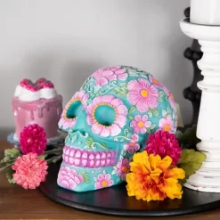 Northlight 7.75" Blue And Pink Day Of The Dead Skull Coin Bank -Children's Home GUEST 255ad5c4 cf22 44c4 a3a7 453ccfcc8341