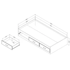 Ulysses Mates Bed With 3 Drawers Winter Oak - South Shore -Children's Home GUEST 282d3367 0966 4c41 a021 ce44bfce9b6a