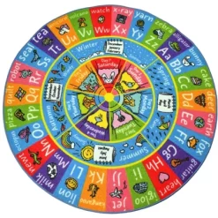 KC Cubs ABC Alphabet, Seasons, Months Days Of Week Educational Learning & Game Round Circle Rug For Kids And Children Bedrooms Playroom -Children's Home GUEST 2d6e3fb4 5f93 4991 818d bb546e473ba4