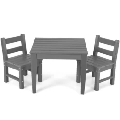 Costway 3PCS Kids Table & 2 Chairs Set Outdoor Heavy-Duty All-Weather Activity Table Set -Children's Home GUEST 2f0b60a1 1a6b 4cf8 821f 6f61a2f8c7aa