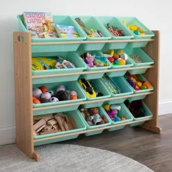 Toy Organizer With 16 Storage Bins Natural/Mint - Humble Crew -Children's Home GUEST 33742ddc 3da9 4bde 96ed f83db271ac0c