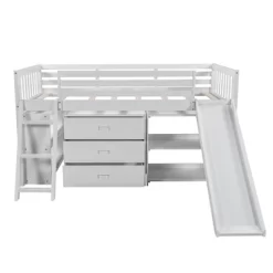 Low Twin Loft Bed With Bookcase, Separate Three Drawers, Pulling Ladder And Slide - ModernLuxe -Children's Home GUEST 33a23b43 d95a 447f a4e1 2802bfcd6ae3