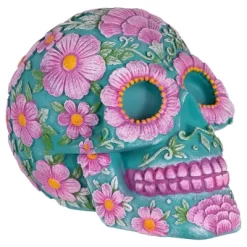 Northlight 7.75" Blue And Pink Day Of The Dead Skull Coin Bank -Children's Home GUEST 3981b4e1 0f9a 43b6 b5f1 748539e9401d
