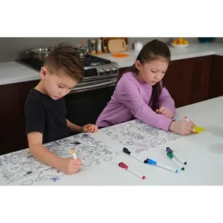 Merka Kids Toddler Essentials Coloring Placemats For Kids, Set Of 4 Mats With 7 Markers Jungle Space Sea Unicorns -Children's Home GUEST 399bfd66 7649 4262 b913 afa9ea96d187