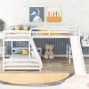 Twin Over Full Bunk Bed With Twin Size Loft Bed With Desk, Slide And Full Length Rail - ModernLuxe -Children's Home GUEST 3b882db1 86fa 4b1d 897a 2f3e9bb144bf