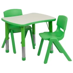 Emma And Oliver 21.875"W X 26.625"L Rectangular Plastic Height Adjustable Activity Table Set With 2 Chairs -Children's Home GUEST 3d491e6f a36c 42bc 98c6 63af20a5e208
