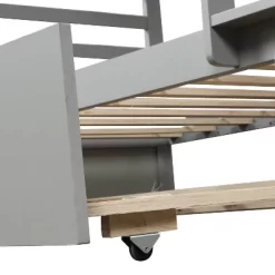 Twin Over Twin Wood Bunk Bed With Safety Rail And Movable Trundle-ModernLuxe -Children's Home GUEST 3de604a1 bd29 4c6d a7a4 ff4bf0fa2257