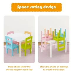 Costway 5 Pieces Kids Wood Table & Chair Set For 2-6 Years Colorful -Children's Home GUEST 40ca9e5e f10f 4326 b4cc b0cd03e48ff6