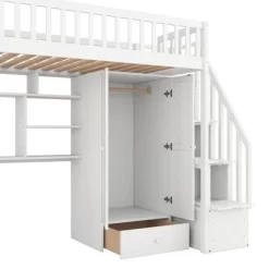 Twin Size Loft Bed With Shelf, Drawers, Desk And Wardrobe - ModernLuxe -Children's Home GUEST 42b4b082 7969 482f b6a6 b99674227bd4