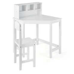 Costway Kids Corner Desk & Chair Set Wooden Study Writing Workstation With Storage & Hutch -Children's Home GUEST 44dbfb0c 73b7 468e aba9 5522b2013aee