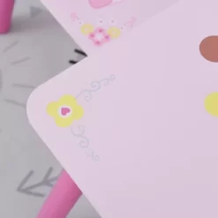 Qaba 3-Piece Kids Wooden Table And Chair Set With Crown Pattern Gift For Girls Toddlers Arts Reading Writing Age 2-4 Years Pink -Children's Home GUEST 4652ec1a f121 41de 8bb8 d8f9bca85811