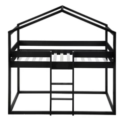 Wood Twin Over Twin Bunk Bed With Tent-ModernLuxe -Children's Home GUEST 4701d581 c159 4b79 adfd 5d9790fdaae0