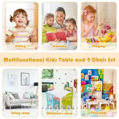 Costway 5 Pieces Kids Wood Table & Chair Set For 2-6 Years Colorful -Children's Home GUEST 474e4eba 304c 45a2 81b2 1413c2f5a6a0