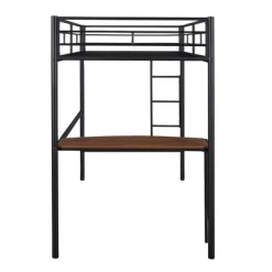 Twin Size Metal Loft Bed With Desk, Ladder And Railing - ModernLuxe -Children's Home GUEST 4a279555 988c 4979 84d9 bf585b3df46e
