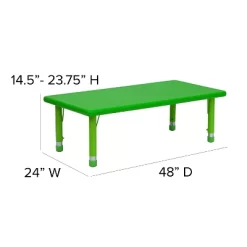 Emma And Oliver 24"W X 48"L Rectangular Plastic Height Adjustable Activity Table -Children's Home GUEST 4aa26844 a6b7 4eee be0d 593c9f36b187