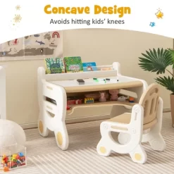 Costway Kids Drawing Table & Chair Set For Reading Playing With Pens & Blackboard Eraser Blue/Brown 15 Costway Kids Drawing Table & Chair Set For Reading Playing With Pens & Blackboard Eraser Blue/Brown -Children's Home GUEST 4c6c0536 012e 477d 8a25 bbd5a90834ef