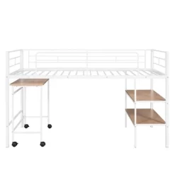 Twin Size Metal Loft Bed With Desk And Shelves - ModernLuxe -Children's Home GUEST 54943e2d 2e47 424b 9a5b 82cd10a8a444