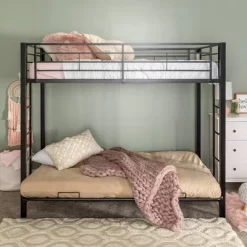 Twin Over Futon Analise Metal Bunk Bed Black - Saracina Home -Children's Home GUEST 561bd3db cee9 44eb b8a5 0f2ff86da729