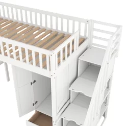 Twin Size Loft Bed With Shelf, Drawers, Desk And Wardrobe - ModernLuxe -Children's Home GUEST 5bc4e6b8 e04e 40dd 8302 a29c26860686