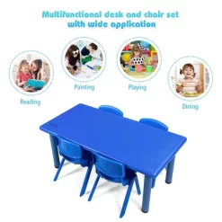 Costway Kids Plastic Rectangular Learn And Play Table Playroom Kindergarten Home Blue -Children's Home GUEST 5c25e9b1 c507 4844 80fb 5b7b574b0723