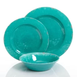 Gibson Studio California Mauna 12 Piece Assorted Crackle Decal Melamine Dinnerware Set -Children's Home GUEST 5cdbdb21 e270 4cce b092 37e418158b07