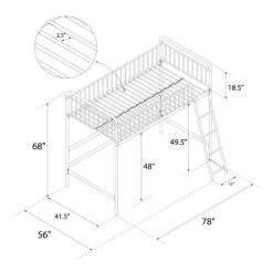 Twin Kaila Metal Loft Bed Rose Gold - Room & Joy -Children's Home GUEST 5da76ac4 4ff7 4130 87ae 9a6317684655