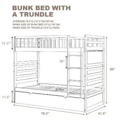 Twin Over Twin Wood Bunk Bed With Safety Rail And Movable Trundle-ModernLuxe -Children's Home GUEST 5e4b10c2 0925 45e8 bf36 44c414a1724b