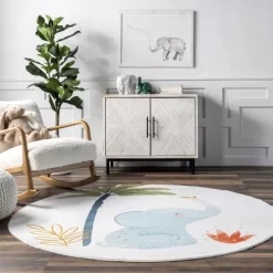 NuLOOM Elain Cheerful Elephant Machine Washable Kids Area Rug -Children's Home GUEST 62989510 3e19 4611 bc36 3586a1007dde