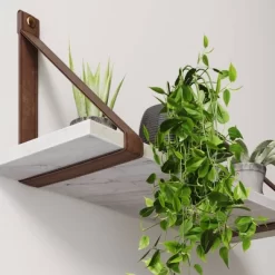 Brandon Vintage Matte Faux Marble Wall Shelf Brown - Nathan James -Children's Home GUEST 6358ffdf 134c 427b b53b 3af68483e1a8