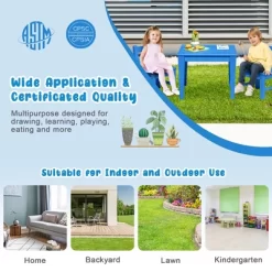 Costway 3PCS Kids Table & 2 Chairs Set Outdoor Heavy-Duty All-Weather Activity Table Set -Children's Home GUEST 664e3217 e344 4d6a aea9 77cdee25a156