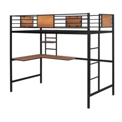 Twin Metal Loft Bed With Desk And Shelve - ModernLuxe -Children's Home GUEST 6b8d1ca1 490d 4976 bc6d 79eea1056db1