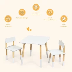 Costway Kids Wooden Table & 2 Chairs Set Children Activity Table Set 14 Costway Kids Wooden Table & 2 Chairs Set Children Activity Table Set -Children's Home GUEST 6e3507c8 c81f 4f25 a08a d8d7c9a5850d