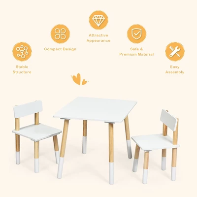 Costway Kids Wooden Table & 2 Chairs Set Children Activity Table Set 6 Costway Kids Wooden Table & 2 Chairs Set Children Activity Table Set - Image 4